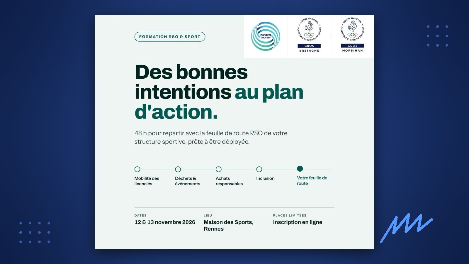 Affiche de la formation RSO & Sport des 12 et 13 novembre 2026 à Rennes