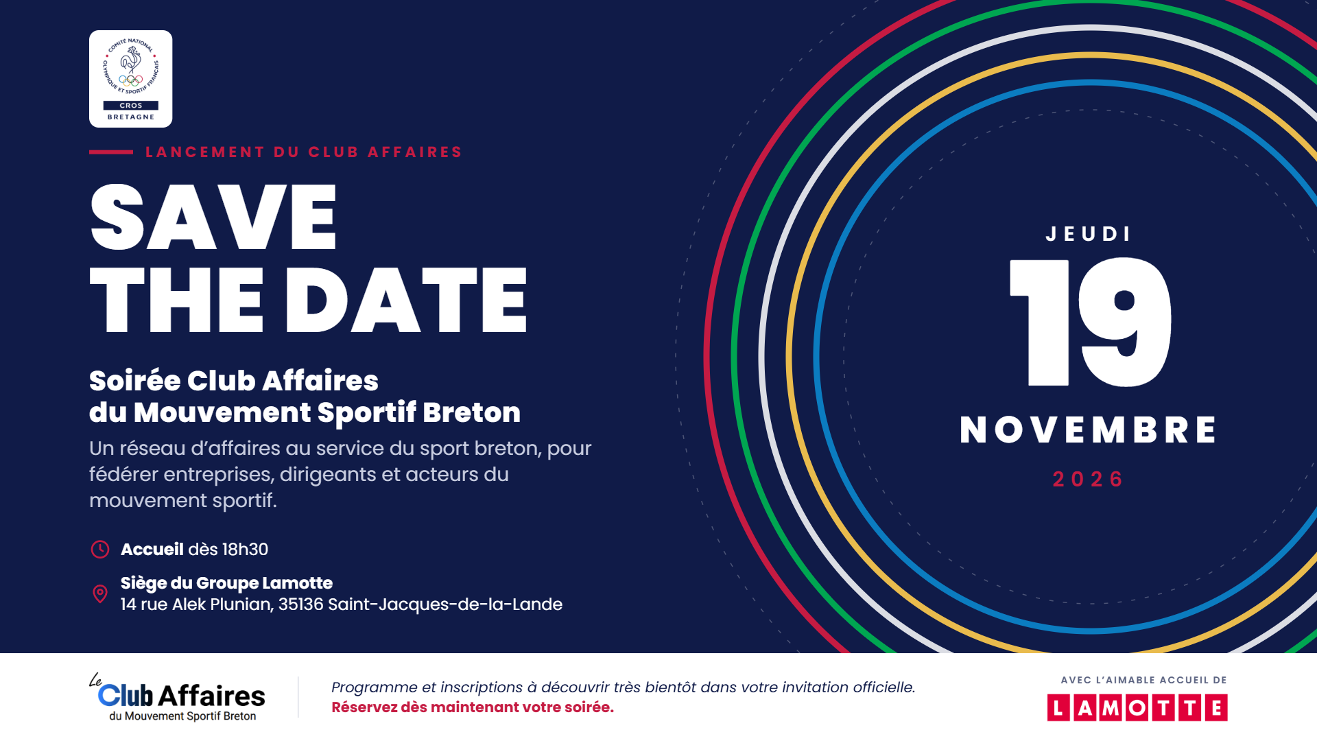 Save the date : lancement du Club des Engagés du mouvement sportif breton, jeudi 19 novembre 2026