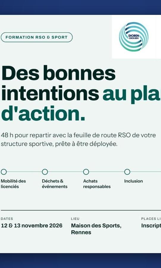 Affiche de la formation RSO & Sport des 12 et 13 novembre 2026 à Rennes